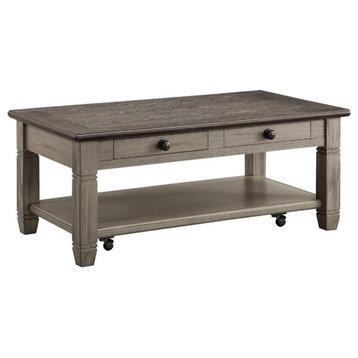 Lexicon Granby Wood 2 Drawer Coffee Table in Brown and Antique Gray