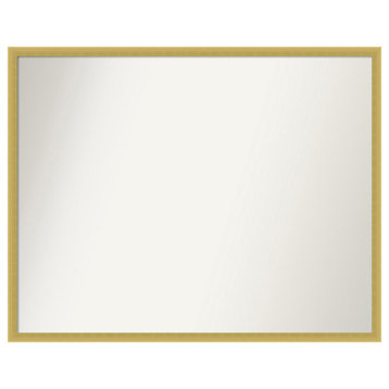 Svelte Polished Gold Non-Beveled Wood Bathroom Mirror 29.5x23.5"