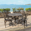 Kinger Home 5-Piece Outdoor Patio Cast Aluminum Dining Set Lattice Weave Brown