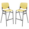 Home Square Stack Steel Frame Barstool in Yellow - Set of 2
