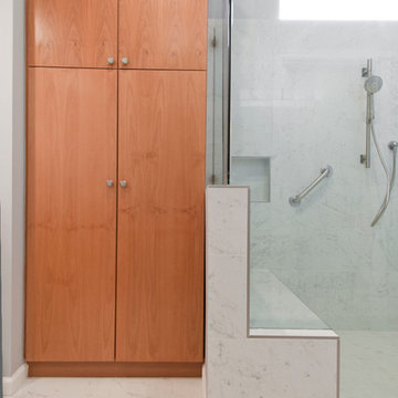 Calabasas Master Bath Remodel with Custom Storage and Marble Shower