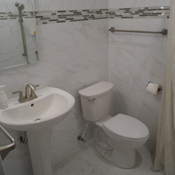 Full bath from half bath wet room
