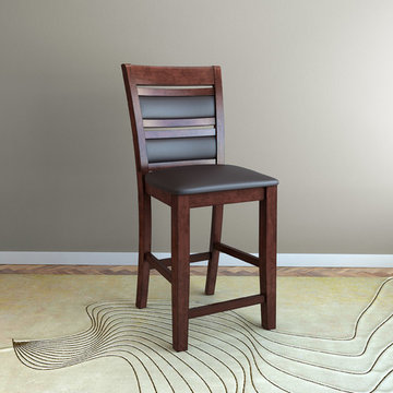 CorLiving Chocolate Brown Bonded Leather Counter Height Dining Chairs, Set of 2