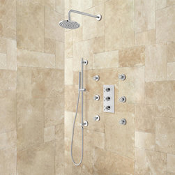 Exira Thermostatic Shower System - Hand Shower & 6 Body Jets - Showerheads And Body Sprays