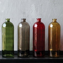 TALL DECORATIVE GLASS BOTTLES, SET OF 4 - Products