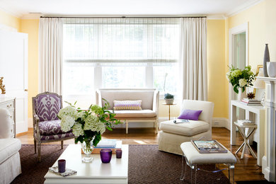Example of a tuscan living room design in Boston