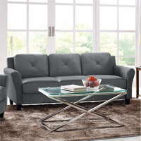 Hawthorne Collections Rolled Arm Contemporary Microfiber/Wood Sofa in Dark Gray