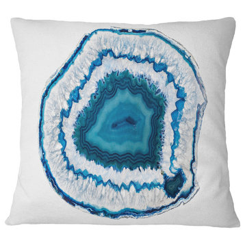 Blue Agate Crystal Abstract Throw Pillow, 16"x16"