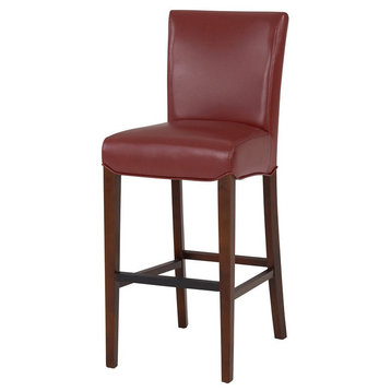 New Pacific Direct Milton 26.5" Bonded Leather Counter Stool in Pomegranate Red