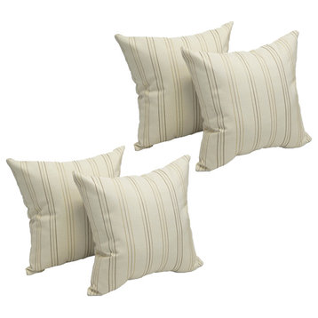 17" Jacquard Throw Pillows With Inserts, Set of 4, Summer Pinstripe