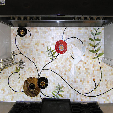 Custom Stems & Floral Mural Kitchen Backsplash