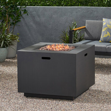 Jairo Outdoor 33" Square Fire Pit, Brushed Brown