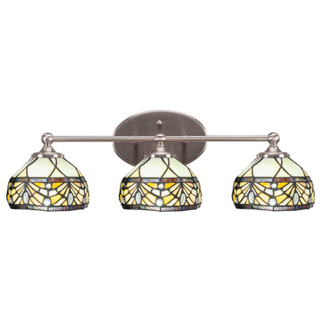 Capri 3-Light Bath Bar, Brushed Nickel/Royal Merlot Art