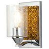 Arcadia 1 Light Bath Vanity Light in Polished Chrome with Gold Accents