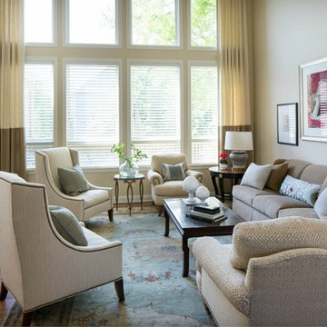 Transitional Living Room & Dining Room