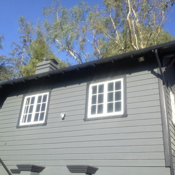 Primed and Painted Bonderized steel Gutters on Pool House in Los Angeles