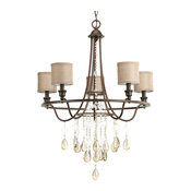 Progress Lighting 5-40W Candle Chandelier, Cognac
