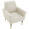 Inspired Home Holt Accent Chair Velvet/Linen 30Lx32Wx36H, Beige