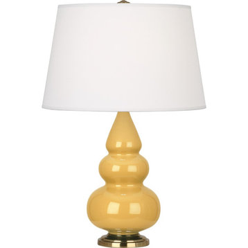 Robert Abbey Small Triple Gourd Accent Lamp, Sunset Yellow/Antique Brass - SU30X