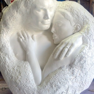 Sculpted reliefs in plaster and concrete