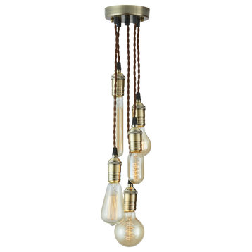 Vintage-Style 5-Light Pendant Cluster With 5 Pendant Lights