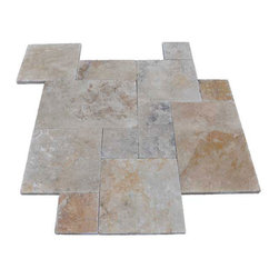 French Pattern Country Classic Travertine Pavers - Tumbled - Wall And Floor Tile
