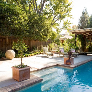 サンフランシスコのトラディショナルスタイルのおしゃれなプール (レンガ敷き) の写真