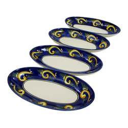 Le Souk Ceramique - Stoneware Small Oval Platters, Set of 4, Riya - Serving Dishes And Platters