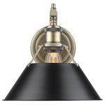 Golden Lighting - Golden Lighting 3306-1W AB-BLK Orwell - 1 Light Wall Sconce - Orwell is an extensive assortment of industrial style fixtures. The beauty and character of the collection are in the refined details. This transitional series works well in a variety of settings. Partial shades shield the eyes from possible hot spots, while the open tops tease onlookers with a view of the sockets and bulbs. The design allows light and heat to escape from above and below the metal shades, providing both task and ambient lighting. Edison bulbs are recommended to compete the vintage, industrial look of the fixtures. A choice-selection of finish and shade color combinations heighten the appeal of the series. Opal glass shades are available for bath fixtures. Single pendants are suspended from woven fabric cords while multi-light fixtures are rod-hung.  Assembly Required: TRUE