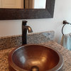 15" Small Round Skirted Vessel Hammered Copper Bathroom Sink