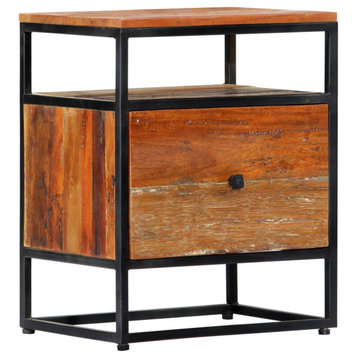 vidaXL Bedside Cabinet 15.8"x11.8"x19.7" Solid Reclaimed Wood/Steel