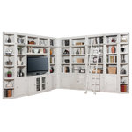 Parker House - Boca 11-Piece Corner Library Bookcase Wall Unit, Cottage White - Free Shipping & Complete Setup Included!