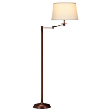 Caden Swing Arm LED Floor Lamp- Classic Lamp with Extending Arm, Diffusing Shade