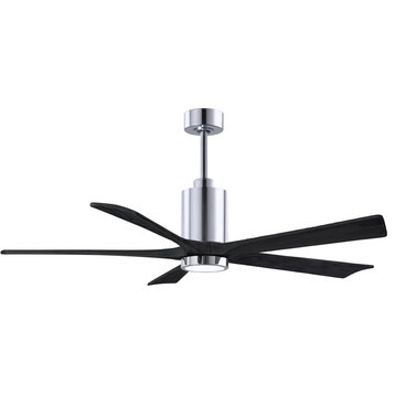 Patricia 5 Blade Ceiling Fan in 60", Polished Chrome, Matte Black Blades
