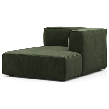 Burt Square Arm Modular Chaise Lounge, Olive Green Corduroy, Right End