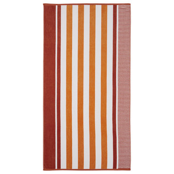 2 Piece Striped Cotton Summer Beach Towel Set, Sorbet