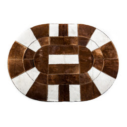 Designer Luxury Patchwork Rug / Oval - 5'2" x 7'1" / Hand Stitched in Europe - Area Rugs