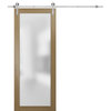 Barn Door 36x96 Glass | Planum 2102 Honey Ash | Stainless Steel 6.6FT Rail