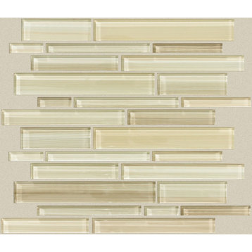 Shaw CS40L Atomic Glass - 12" x 12" Sheet Rectangle Linear Mosaic - Sand