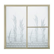 Deluxe 54.3-59.3"x56.2" Sliding Bathtub Door, Nickel/Creekside Glass