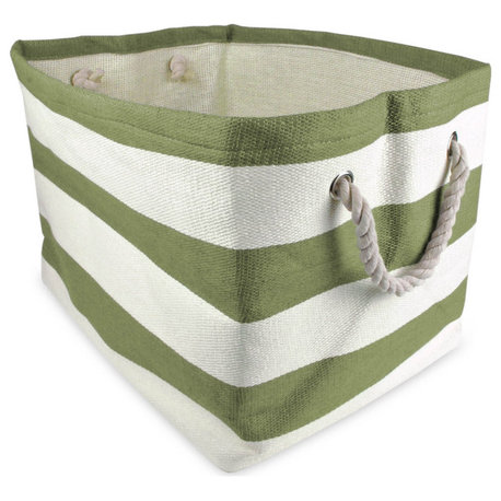 DII Paper Bin Stripe Olive Green Rectangle Large