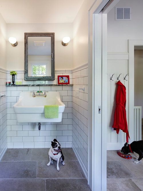 Cloakroom Design Ideas, Renovations & Photos with Limestone Flooring