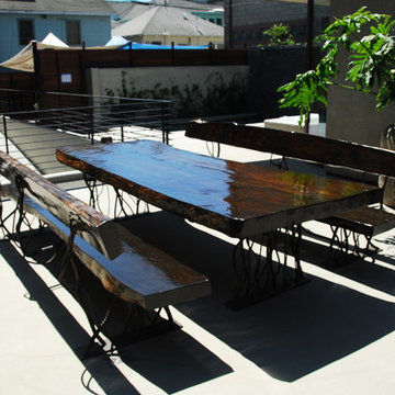 Live edge table and bench