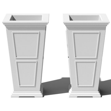 Brixton Tall Planter, 28", White, 28 Inch, 2 Pack