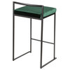 Fuji Contemporary Stackable Counter Stools, Black Green Velvet Cushion, Set of 2