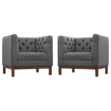 Modern Contemporary Urban Living Sofa 2-Piece Set, Gray, Fabric