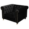 Claire 1 Seater Sofa, Gold and Black Velvet