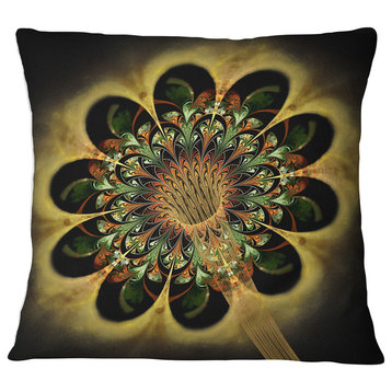 Dark Yellow Flower Rounded Petals Floral Throw Pillow, 18"x18"