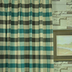 Paroo Cotton Blend Blod-scale Check Versatile Pleat Curtains & Drapes Heading St - Curtains