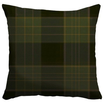 "Dark Green and Brown Tartan Plaid" Pillow 20"x20"